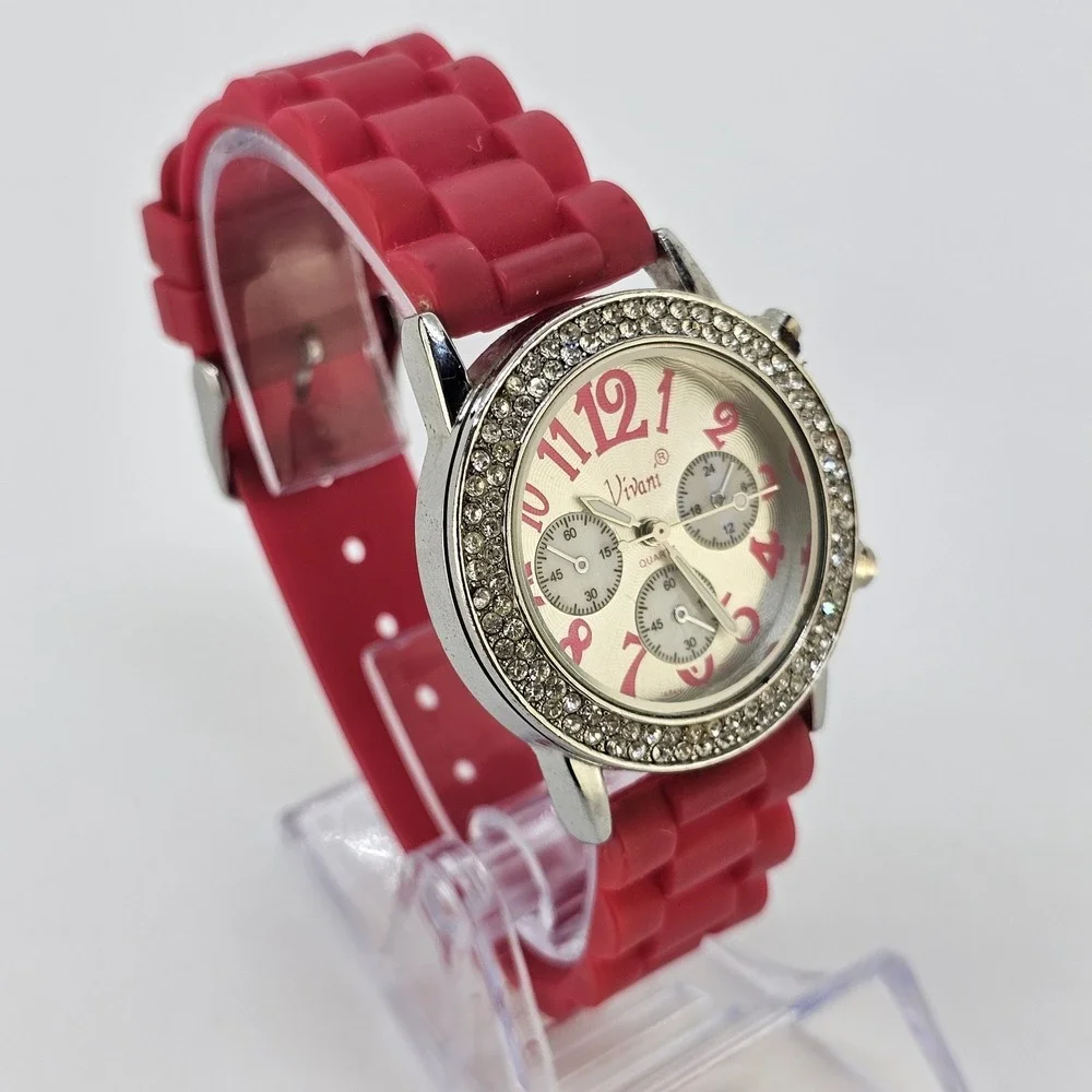Women's Analog Watch 36MM Gray Dial Multicolor Plastic Bands NEW Battery